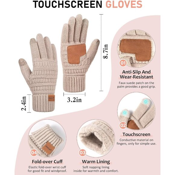 Women Winter Beanie Scarf Gloves Headband Set Knit Warm 4 Piece Gift Navy - Picture 3 of 7